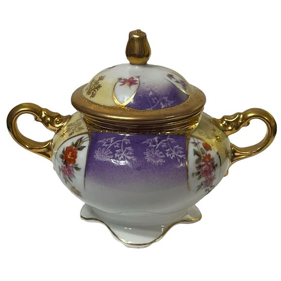 Vintage Victoria Austria Teapot & Sugar Dragon Serpent Floral Pattern Gold Trim - Picture 15 of 16